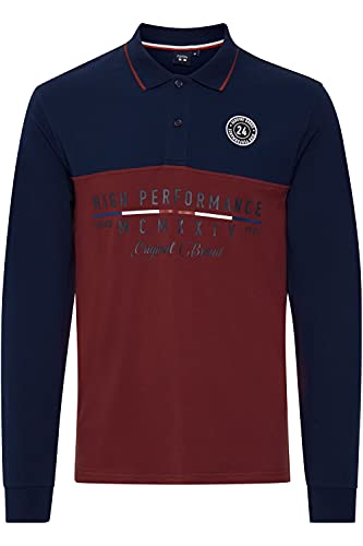 FQ1924 Reidar Herren Longsleeve Langarmshirt Shirt mit Polo-Kragen, Größe:L, Farbe:Cabernet (191724) von FQ1924