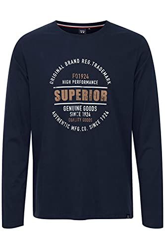 FQ1924 Rikard Herren Longsleeve Langarmshirt Shirt Mit Print aus 100% Baumwolle, Größe:M, Farbe:Navy Blazer (193923) von FQ1924