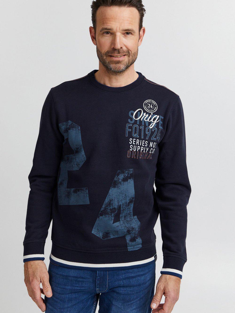 FQ1924 Sweatshirt Herren Baumwolle Rundhals gemustert, marine von FQ1924