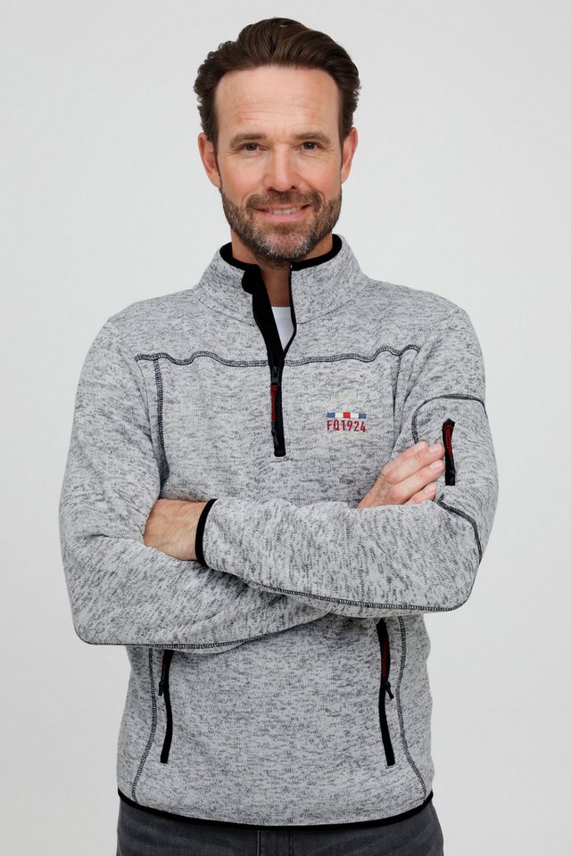 FQ1924 Troyer FQBirk Fleece-Pullover mit dezenter Stickerei von FQ1924