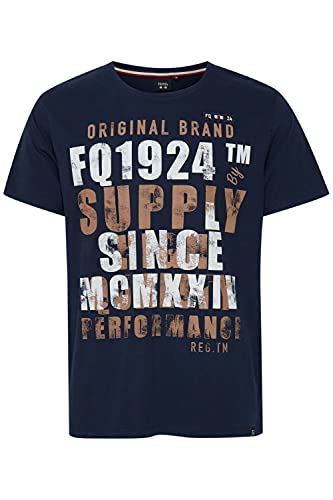 FQ1924 Werno Herren T-Shirt Kurzarm Shirt mit Print aus 100% Baumwolle, Größe:XXL, Farbe:Navy Blazer (193923) von FQ1924