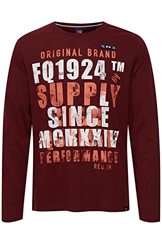 FQ1924 Wynton Herren Longsleeve Langarmshirt Shirt Mit Print aus 100% Baumwolle, Größe:XL, Farbe:Cabernet (191724) von FQ1924