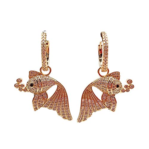 FQHIDMOMX 17x29mm Yellow Gold Plated Pave Fish Shape Earrings Hoop Earrings For Women Vintage Jewelry FQHIDMOMX 17x29mm Yellow Gold Plated Pave Fish Shape Earrings Hoop Earrings For Women Vintage Jewelry von FQHIDMOMX