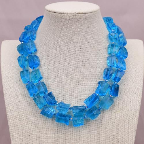 FQHIDMOMX 18'' 2 Rows Deep Blue Glass Quartz Rough Crystal Nugget Necklace Multi Strands Jewelry For Lady FQHIDMOMX 18'' 2 Rows Deep Blue Glass Quartz Rough Crystal Nugget Necklace Multi Strands Jewelry For Lady von FQHIDMOMX