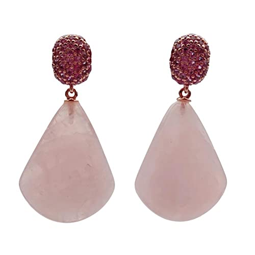 FQHIDMOMX 20x25mm Rose Quartz Fan shape Drop Stud Earrings Fuchsia Pave Gemstone Stud Earrings FQHIDMOMX 20x25mm Rose Quartz Fan shape Drop Stud Earrings Fuchsia Pave Gemstone Stud Earrings von FQHIDMOMX