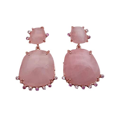 FQHIDMOMX 23mm Rose Quartz Earrings Rose Gold Plated Crystal Earrings FQHIDMOMX 23mm Rose Quartz Earrings Rose Gold Plated Crystal Earrings von FQHIDMOMX