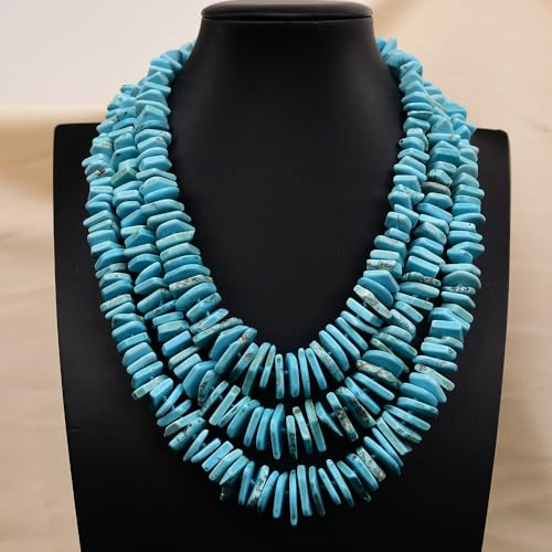 FQHIDMOMX 3 Strands Heavy Jewelry Blue Center Drilled Disc Chips Gems Stone Big Necklace FQHIDMOMX 3 Strands Heavy Jewelry Blue Center Drilled Disc Chips Gems Stone Big Necklace von FQHIDMOMX