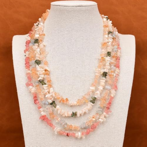 FQHIDMOMX 4 Rows Mix Color Quartz White Shell Gems Necklace Lady Jewelry Gifts FQHIDMOMX 4 Rows Mix Color Quartz White Shell Gems Necklace Lady Jewelry Gifts von FQHIDMOMX