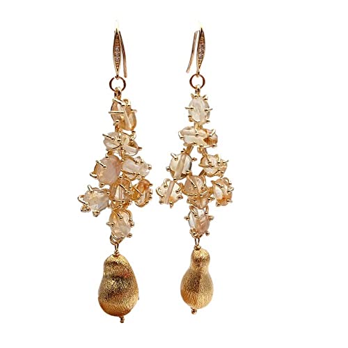 FQHIDMOMX Citrine Earrings Gold Plated Hook Earrings Stone Gemstone Beads For Women FQHIDMOMX Citrine Earrings Gold Plated Hook Earrings Stone Gemstone Beads For Women von FQHIDMOMX