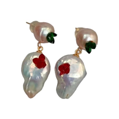 FQHIDMOMX Classic style Freshwater Pearl Crystal Earrings Potato White Coin Pearl Crystal Cluster von FQHIDMOMX