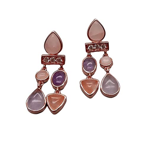 FQHIDMOMX Geometric Amethyst Rose Quartz Rose gold Filled Stud Earrings office style for women FQHIDMOMX Geometric Amethyst Rose Quartz Rose gold Filled Stud Earrings office style for women von FQHIDMOMX