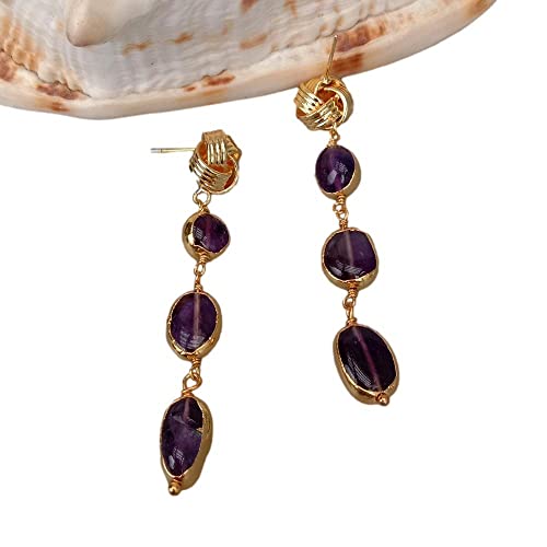 FQHIDMOMX Purple Amethyst Freeform With Electroplated Dangle wrap stud Earrings FQHIDMOMX Purple Amethyst Freeform With Electroplated Dangle wrap stud Earrings von FQHIDMOMX