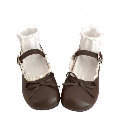 Damen niedliche Bowknot Mary Jane Flache Schuhe süße Lolita Stil mit Plattform Fersen Knöchelgurt geschlossene Zehe Süßigkeiten Farbe Strappy Bow Spitze Party Kleid Schuhe für süße coole Mädchen Damen niedliche Bowknot Mary Jane Flache Schuhe süße Lolita Stil mit Plattform Fersen Knöchelgurt geschlossene Zehe Süßigkeiten Farbe Strappy Bow Spitze Party Kleid Schuhe für süße coole Mädchen von FQLGJMY