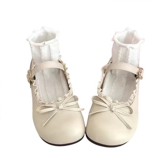 Damen niedliche Bowknot Mary Jane Flache Schuhe süße Lolita Stil mit Plattform Fersen Knöchelgurt geschlossene Zehe Süßigkeiten Farbe Strappy Bow Spitze Party Kleid Schuhe für süße coole Mädchen Damen niedliche Bowknot Mary Jane Flache Schuhe süße Lolita Stil mit Plattform Fersen Knöchelgurt geschlossene Zehe Süßigkeiten Farbe Strappy Bow Spitze Party Kleid Schuhe für süße coole Mädchen von FQLGJMY