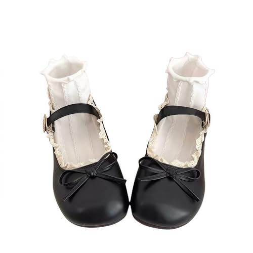 Damen niedliche Bowknot Mary Jane Flache Schuhe süße Lolita Stil mit Plattform Fersen Knöchelgurt geschlossene Zehe Süßigkeiten Farbe Strappy Bow Spitze Party Kleid Schuhe für süße coole Mädchen Damen niedliche Bowknot Mary Jane Flache Schuhe süße Lolita Stil mit Plattform Fersen Knöchelgurt geschlossene Zehe Süßigkeiten Farbe Strappy Bow Spitze Party Kleid Schuhe für süße coole Mädchen von FQLGJMY