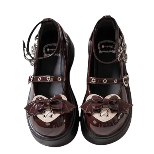 Damen niedliche Bowknot Mary Jane Flache Schuhe süße Lolita Stil mit Plattform Fersen Knöchelgurt geschlossene Zehe Süßigkeiten Farbe Strappy Bow Spitze Party Kleid Schuhe für süße coole Mädchen Damen niedliche Bowknot Mary Jane Flache Schuhe süße Lolita Stil mit Plattform Fersen Knöchelgurt geschlossene Zehe Süßigkeiten Farbe Strappy Bow Spitze Party Kleid Schuhe für süße coole Mädchen von FQLGJMY