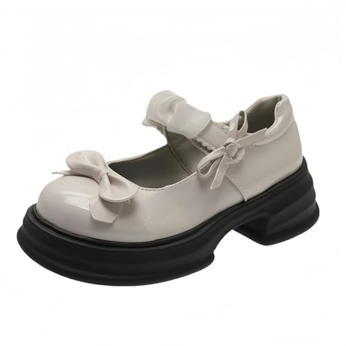 Damen niedliche Bowknot Mary Jane Flache Schuhe süße Lolita Stil mit Plattform Fersen Knöchelgurt geschlossene Zehe Süßigkeiten Farbe Strappy Bow Spitze Party Kleid Schuhe für süße coole Mädchen Damen niedliche Bowknot Mary Jane Flache Schuhe süße Lolita Stil mit Plattform Fersen Knöchelgurt geschlossene Zehe Süßigkeiten Farbe Strappy Bow Spitze Party Kleid Schuhe für süße coole Mädchen von FQLGJMY