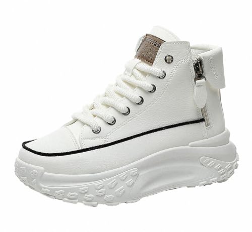 FQLGJMY Damen Plateau High-Top Canvas Bunt Mode Vielseitig Lässig Alltag Reise Sneakers Retro Farbblock Stilvoll Niedlich Klobige Wanderschuhe Frühling Herbst von FQLGJMY