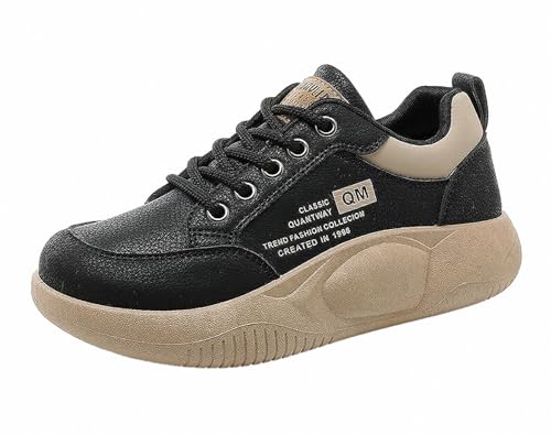 FQLGJMY Damen Plateau High-Top Canvas Bunt Mode Vielseitig Lässig Alltag Reise Sneakers Retro Farbblock Stilvoll Niedlich Klobige Wanderschuhe Frühling Herbst von FQLGJMY