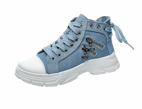 FQLGJMY Damen Plateau High-Top Canvas Bunt Mode Vielseitig Lässig Alltag Reise Sneakers Retro Farbblock Stilvoll Niedlich Klobige Wanderschuhe Frühling Herbst von FQLGJMY