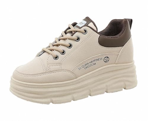FQLGJMY Damen Plateau High-Top Canvas Bunt Mode Vielseitig Lässig Alltag Reise Sneakers Retro Farbblock Stilvoll Niedlich Klobige Wanderschuhe Frühling Herbst von FQLGJMY