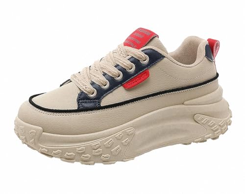 FQLGJMY Damen Plateau High-Top Canvas Bunt Mode Vielseitig Lässig Alltag Reise Sneakers Retro Farbblock Stilvoll Niedlich Klobige Wanderschuhe Frühling Herbst von FQLGJMY