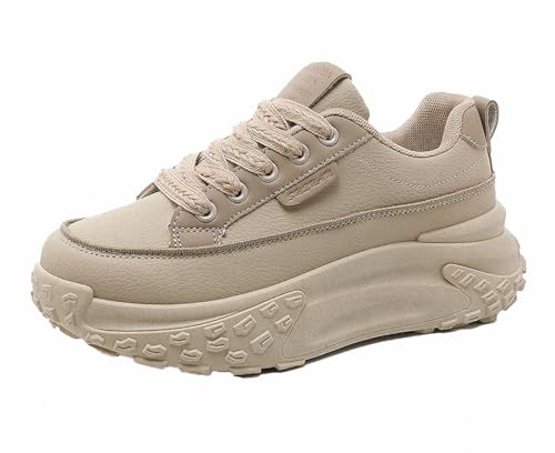 FQLGJMY Damen Plateau High-Top Canvas Bunt Mode Vielseitig Lässig Alltag Reise Sneakers Retro Farbblock Stilvoll Niedlich Klobige Wanderschuhe Frühling Herbst von FQLGJMY