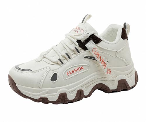 FQLGJMY Damen Plateau High-Top Canvas Bunt Mode Vielseitig Lässig Alltag Reise Sneakers Retro Farbblock Stilvoll Niedlich Klobige Wanderschuhe Frühling Herbst von FQLGJMY