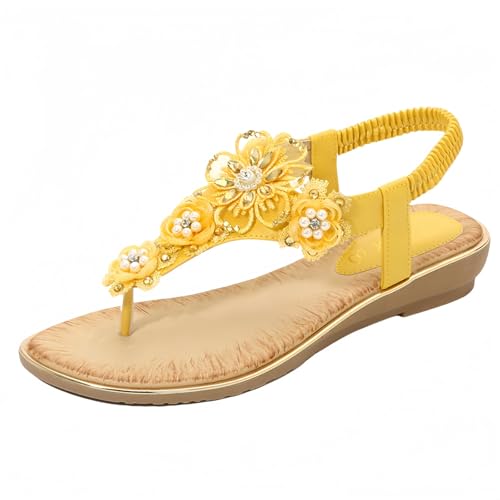 FQLGJMY Damen Sommer bequeme Knöchel Elastischer Gurt Sandalen mit Kristall Blumen Detail Komfort Fußbett Bohemian-Stil Farbige Strand Flache Schuhe für Kleider Urlaub offene Zehe FQLGJMY Damen Sommer bequeme Knöchel Elastischer Gurt Sandalen mit Kristall Blumen Detail Komfort Fußbett Bohemian-Stil Farbige Strand Flache Schuhe für Kleider Urlaub offene Zehe von FQLGJMY