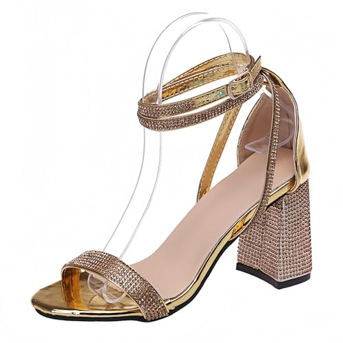 FQLGJMY Damen Stiletto High Heel Sandalen Tie Up Open Toe Slingback Spiral Wrap Around Sommer Schuhe mit Strass für Prom Party von FQLGJMY