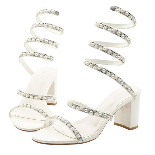 FQLGJMY Damen Stiletto High Heel Sandalen Tie Up Open Toe Slingback Spiral Wrap Around Sommer Schuhe mit Strass für Prom Party FQLGJMY Damen Stiletto High Heel Sandalen Tie Up Open Toe Slingback Spiral Wrap Around Sommer Schuhe mit Strass für Prom Party von FQLGJMY