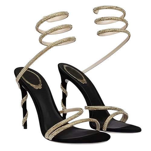 FQLGJMY Damen Stiletto High Heel Sandalen Tie Up Open Toe Slingback Spiral Wrap Around Sommer Schuhe mit Strass für Prom Party FQLGJMY Damen Stiletto High Heel Sandalen Tie Up Open Toe Slingback Spiral Wrap Around Sommer Schuhe mit Strass für Prom Party von FQLGJMY