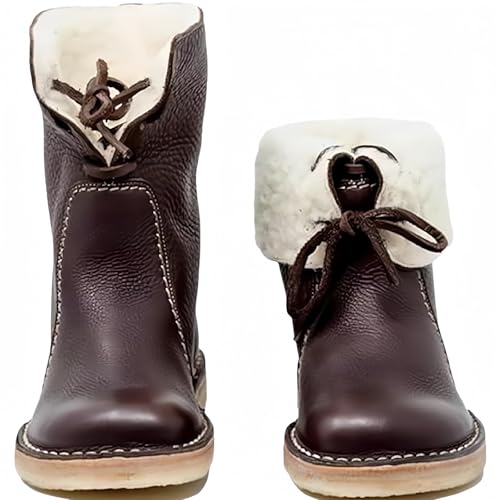 FQLGJMY Damen Trendy High Top Winter Plattform Knöchel synthetisches Leder Stiefel Warme Pelz Schnee Rutsch auf/Reißverschluss Klassische Mid-Calf Pelz Futter Mode Mehrere Farben Winter Stiefel für von FQLGJMY