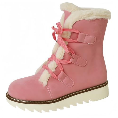 FQLGJMY Damen Trendy High Top Winter Plattform Knöchel synthetisches Leder Stiefel Warme Pelz Schnee Rutsch auf/Reißverschluss Klassische Mid-Calf Pelz Futter Mode Mehrere Farben Winter Stiefel für von FQLGJMY