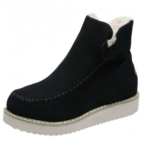 FQLGJMY Damen Trendy High Top Winter Plattform Knöchel synthetisches Leder Stiefel Warme Pelz Schnee Rutsch auf/Reißverschluss Klassische Mid-Calf Pelz Futter Mode Mehrere Farben Winter Stiefel für von FQLGJMY