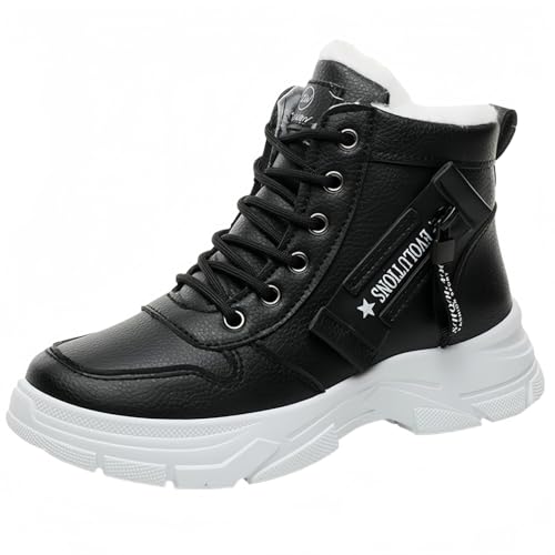 FQLGJMY Damen Trendy High Top Winter Plattform Knöchel synthetisches Leder Stiefel Warme Pelz Schnee Rutsch auf/Reißverschluss Klassische Mid-Calf Pelz Futter Mode Mehrere Farben Winter Stiefel für von FQLGJMY