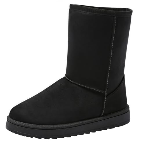 FQLGJMY Damen Trendy High Top Winter Plattform Knöchel synthetisches Leder Stiefel Warme Pelz Schnee Rutsch auf/Reißverschluss Klassische Mid-Calf Pelz Futter Mode Mehrere Farben Winter Stiefel für von FQLGJMY