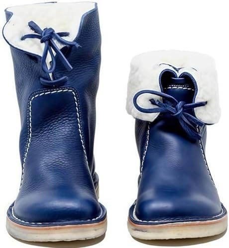 FQLGJMY Damen Trendy High Top Winter Plattform Knöchel synthetisches Leder Stiefel Warme Pelz Schnee Rutsch auf/Reißverschluss Klassische Mid-Calf Pelz Futter Mode Mehrere Farben Winter Stiefel für von FQLGJMY