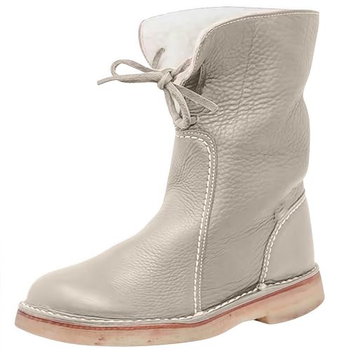 FQLGJMY Damen Trendy High Top Winter Plattform Knöchel synthetisches Leder Stiefel Warme Pelz Schnee Rutsch auf/Reißverschluss Klassische Mid-Calf Pelz Futter Mode Mehrere Farben Winter Stiefel für von FQLGJMY