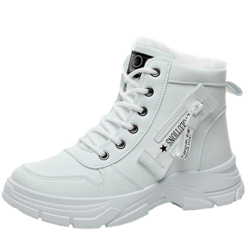 FQLGJMY Damen Trendy High Top Winter Plattform Knöchel synthetisches Leder Stiefel Warme Pelz Schnee Rutsch auf/Reißverschluss Klassische Mid-Calf Pelz Futter Mode Mehrere Farben Winter Stiefel für von FQLGJMY