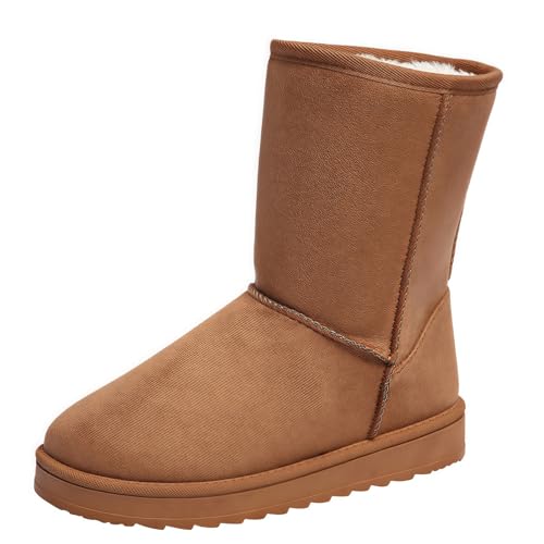 FQLGJMY Damen Trendy High Top Winter Plattform Knöchel synthetisches Leder Stiefel Warme Pelz Schnee Rutsch auf/Reißverschluss Klassische Mid-Calf Pelz Futter Mode Mehrere Farben Winter Stiefel für von FQLGJMY