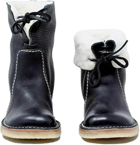 FQLGJMY Damen Trendy High Top Winter Plattform Knöchel synthetisches Leder Stiefel Warme Pelz Schnee Rutsch auf/Reißverschluss Klassische Mid-Calf Pelz Futter Mode Mehrere Farben Winter Stiefel für von FQLGJMY