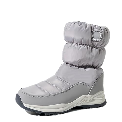 FQLGJMY Damen Winter Schneestiefel wasserdicht thermisch isolierte warme Mid-Calf Stiefel mit rutschfesten PU Sohle verstellbarer Gürtel Verschluss warmes Futter für Outdoor-Enthusiasten von FQLGJMY