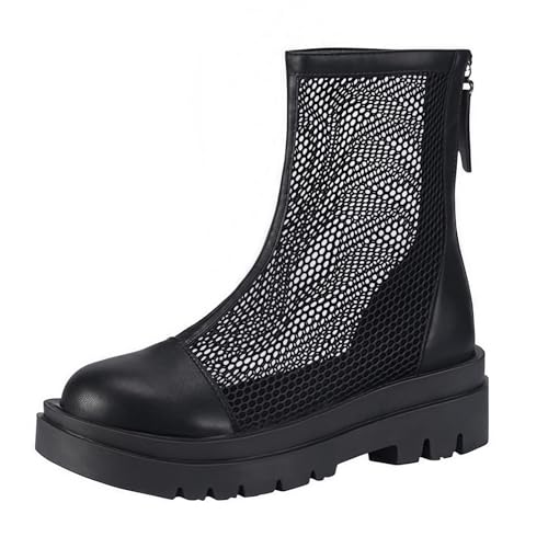 FQLGJMY Frauen Mitte Kalb Knie hohe Cowboy Kampfstiefel Vintage ethnische Blume Design Leder Spitze Runde Zehe Chunky niedrige Ferse Reitstiefel Boho Winter Herbst Kleid Stiefel Party Dekor von FQLGJMY