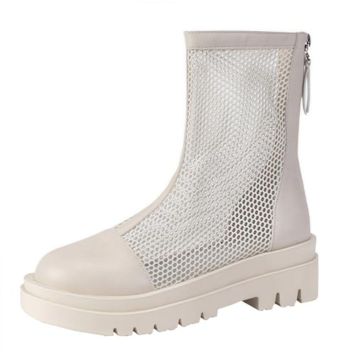 FQLGJMY Frauen Mitte Kalb Knie hohe Cowboy Kampfstiefel Vintage ethnische Blume Design Leder Spitze Runde Zehe Chunky niedrige Ferse Reitstiefel Boho Winter Herbst Kleid Stiefel Party Dekor von FQLGJMY