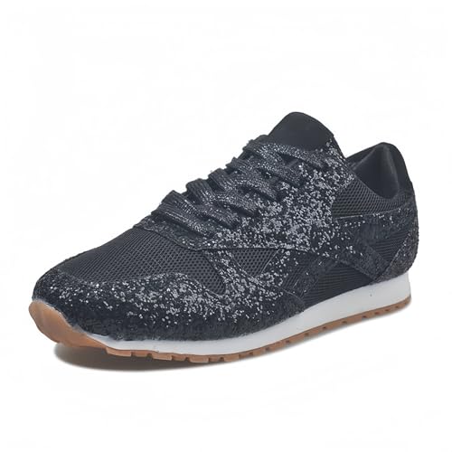 FQLGJMY Frauen Plattform Glitter Sneakers mit Spitze-Up Design Funkelnde Leichtgewicht Tennis Schuhe Strass Mode Chunky Bling Schuhe für Hochzeit Braut glänzende Pailletten Party Walking Sneakers FQLGJMY Frauen Plattform Glitter Sneakers mit Spitze-Up Design Funkelnde Leichtgewicht Tennis Schuhe Strass Mode Chunky Bling Schuhe für Hochzeit Braut glänzende Pailletten Party Walking Sneakers von FQLGJMY