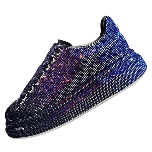FQLGJMY Frauen Plattform Glitter Sneakers mit Spitze-Up Design Funkelnde Leichtgewicht Tennis Schuhe Strass Mode Chunky Bling Schuhe für Hochzeit Braut glänzende Pailletten Party Walking Sneakers FQLGJMY Frauen Plattform Glitter Sneakers mit Spitze-Up Design Funkelnde Leichtgewicht Tennis Schuhe Strass Mode Chunky Bling Schuhe für Hochzeit Braut glänzende Pailletten Party Walking Sneakers von FQLGJMY