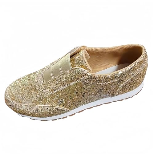 FQLGJMY Frauen Plattform Glitter Sneakers mit Spitze-Up Design Funkelnde Leichtgewicht Tennis Schuhe Strass Mode Chunky Bling Schuhe für Hochzeit Braut glänzende Pailletten Party Walking Sneakers von FQLGJMY