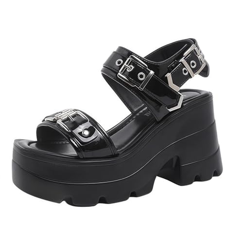 FQLGJMY Frauen Vegan Chunky Goth Schuhe Punk Stil Schuhe mit Schädel Sterne Kreuz Herz Kette Niet offene Zehe Rutschen auf Plattform Keil Rutsche Sandalen Sommer Punk Beach Slippers FQLGJMY Frauen Vegan Chunky Goth Schuhe Punk Stil Schuhe mit Schädel Sterne Kreuz Herz Kette Niet offene Zehe Rutschen auf Plattform Keil Rutsche Sandalen Sommer Punk Beach Slippers von FQLGJMY