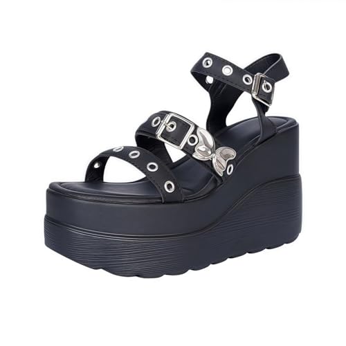 FQLGJMY Frauen Vegan Chunky Goth Schuhe Punk Stil Schuhe mit Schädel Sterne Kreuz Herz Kette Niet offene Zehe Rutschen auf Plattform Keil Rutsche Sandalen Sommer Punk Beach Slippers FQLGJMY Frauen Vegan Chunky Goth Schuhe Punk Stil Schuhe mit Schädel Sterne Kreuz Herz Kette Niet offene Zehe Rutschen auf Plattform Keil Rutsche Sandalen Sommer Punk Beach Slippers von FQLGJMY